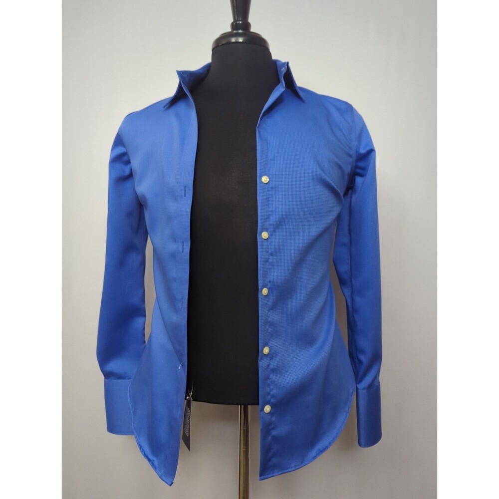 Calvin Klein Women's Blue Long-sleeve Button-down Shirt Small Non Iron Size 4-6